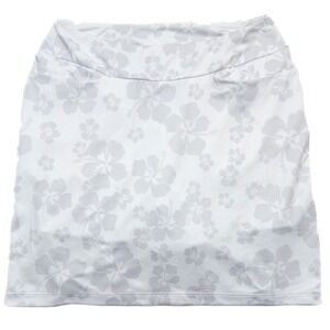 Taylor Jordan Fairway Skort 17" White Gray Hibiscus Print Size 2 Built-In Shorts